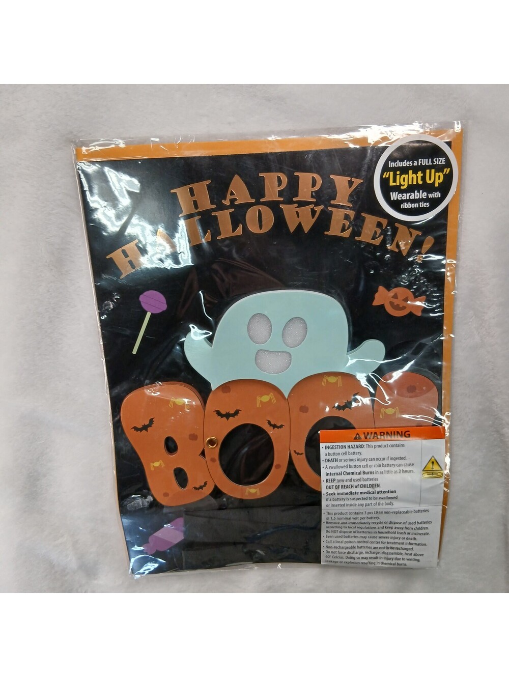 Happy Halloween Wearable Sign Ribbon Ties Ghost Boo Costume Decoration
